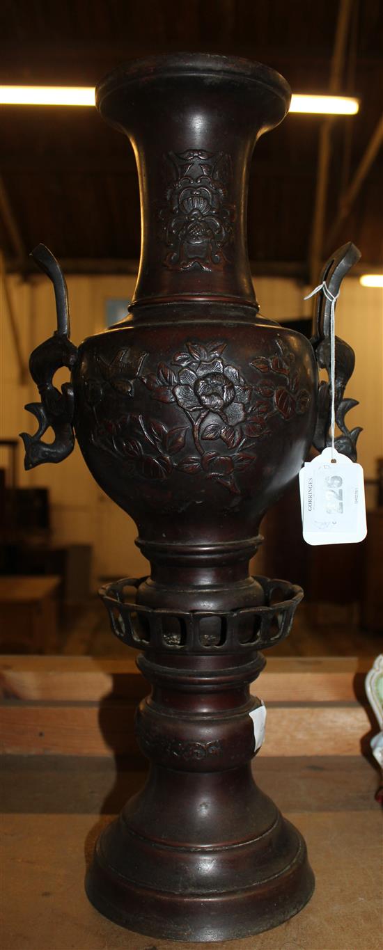 Chinese bronze censor on stand